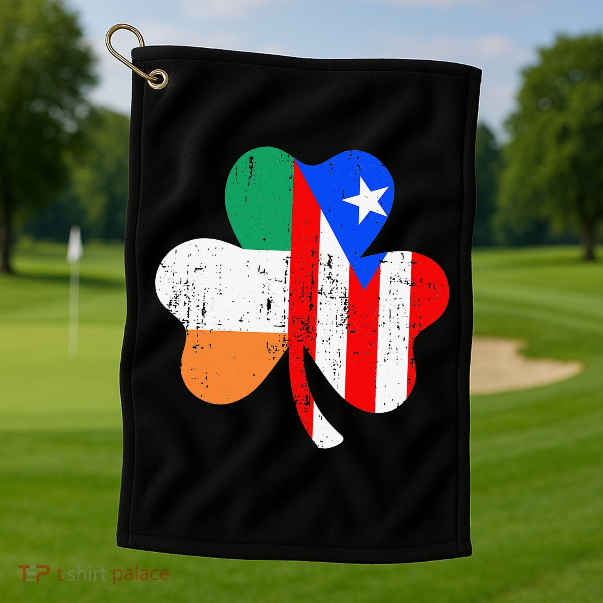 ireland puerto rico flag for rican Shamrock Golf Towel