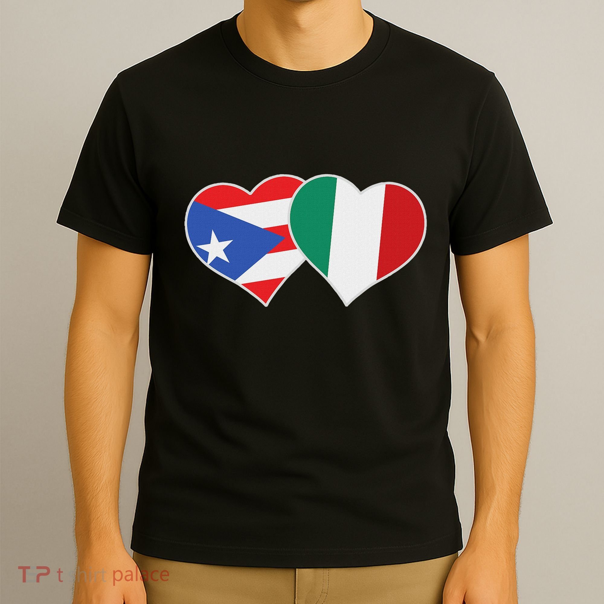 Italian Puerto Rican Flag Love Italy Puerto Rico Heart T-Shirt