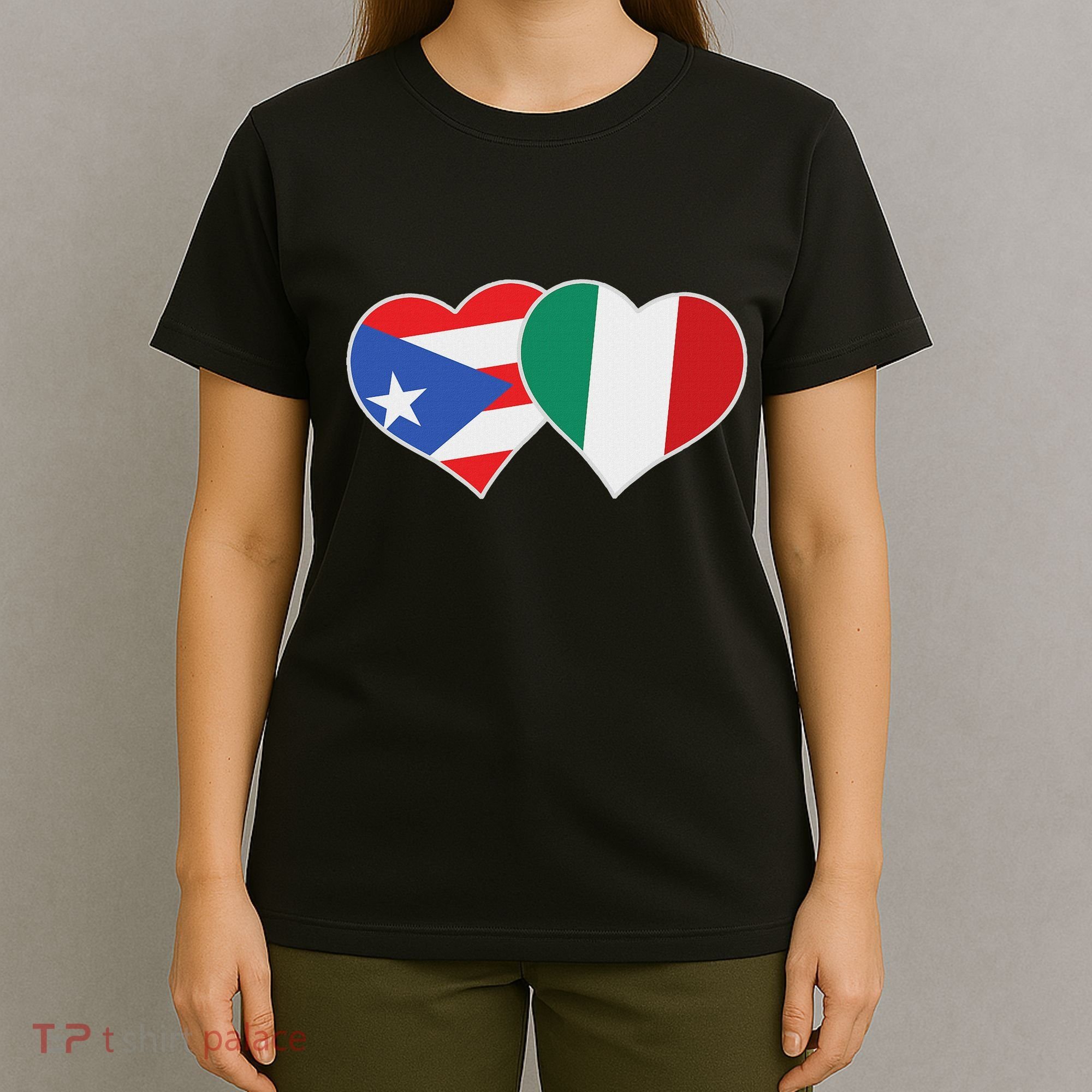 Italian Puerto Rican Flag Love Italy Puerto Rico Heart T-Shirt