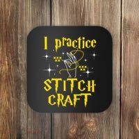 I Practice Stitch Craft Cross Stitching Cross Stitcher Coaster thumb 0