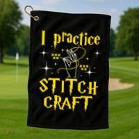 I Practice Stitch Craft Cross Stitching Cross Stitcher Golf Towel thumb 1