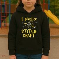 I Practice Stitch Craft Cross Stitching Cross Stitcher Kids Hoodie thumb 3