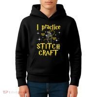 I Practice Stitch Craft Cross Stitching Cross Stitcher Kids Hoodie thumb 4