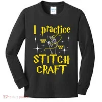 I Practice Stitch Craft Cross Stitching Cross Stitcher Kids Long Sleeve Shirt thumb 0