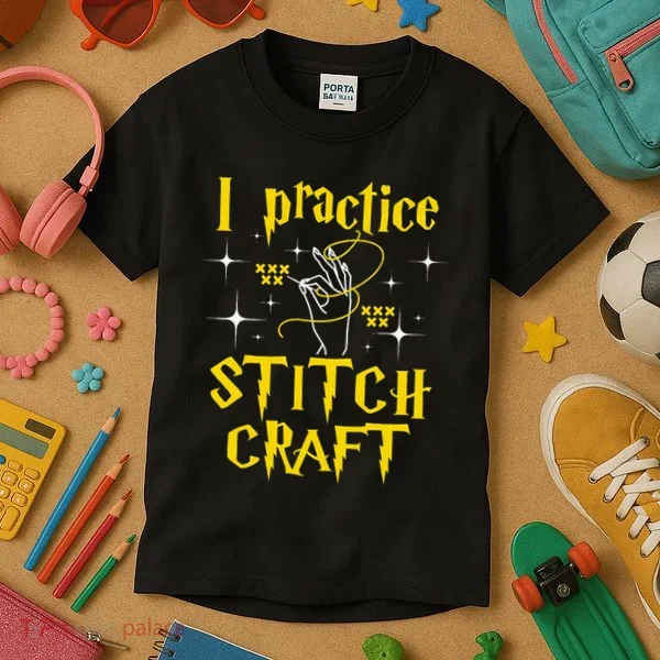I Practice Stitch Craft Cross Stitching Cross Stitcher Kids T-Shirt