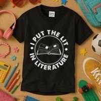 I Put The Lit In Literature English Teacher Book Reader Kids T-Shirt thumb 3