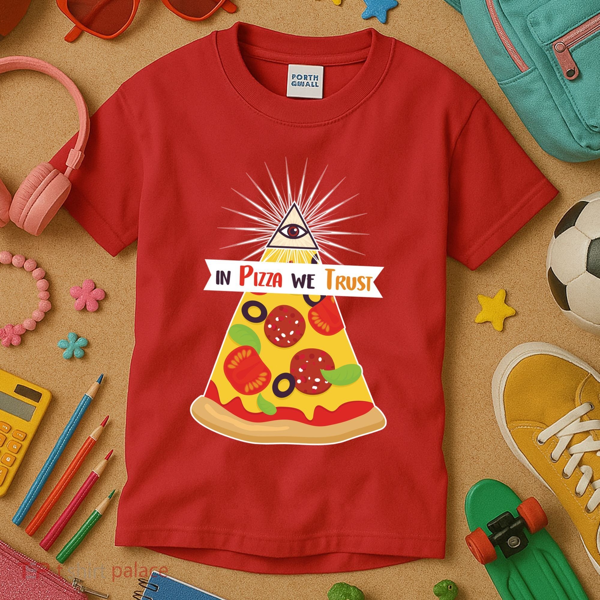 In Pizza We Trust Kids T-Shirt