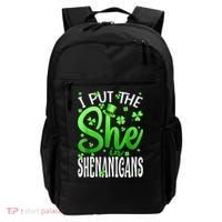 I Put The She In The Shenanigans Shamrock St Patricks Day Backpack thumb 0