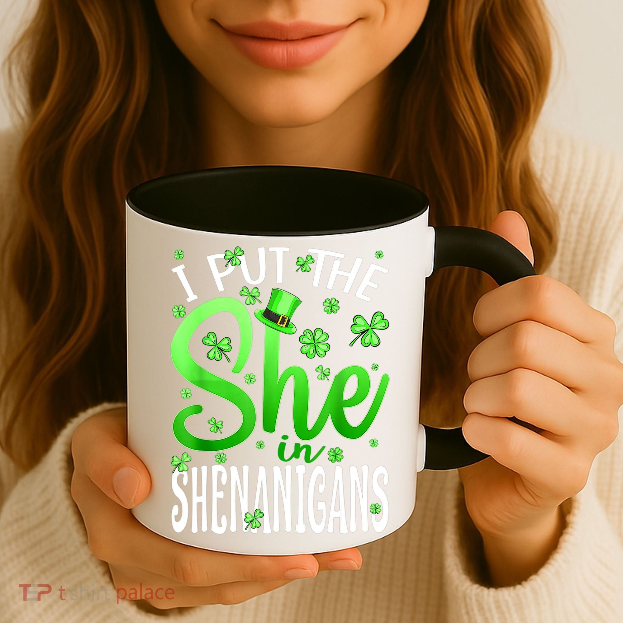I Put The She In The Shenanigans Shamrock St Patricks Day Coffee Mug