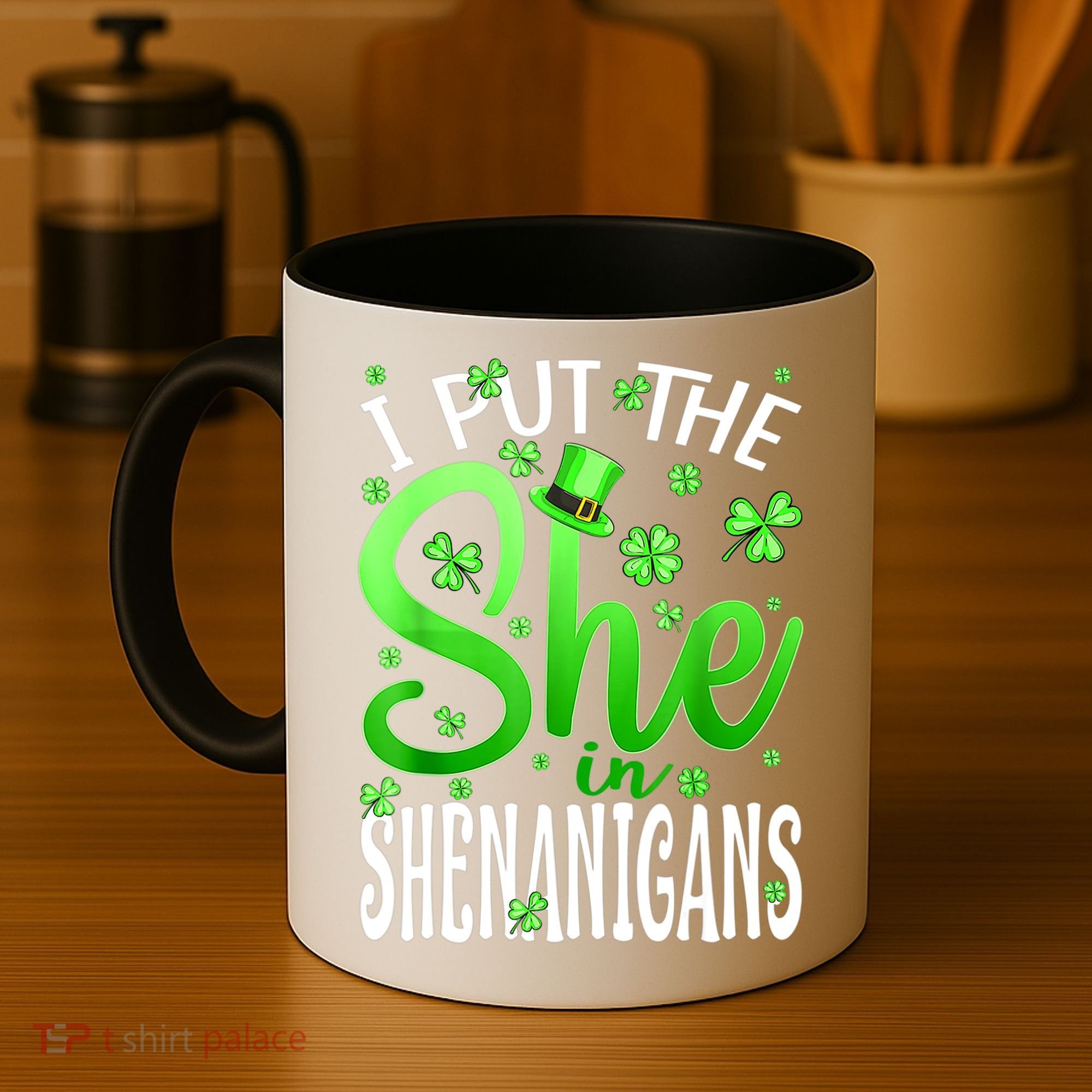 I Put The She In The Shenanigans Shamrock St Patricks Day Coffee Mug