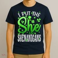 I Put The She In The Shenanigans Shamrock St Patricks Day T-Shirt thumb 3