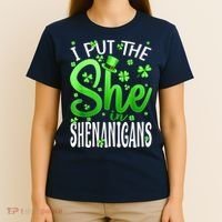 I Put The She In The Shenanigans Shamrock St Patricks Day T-Shirt thumb 4