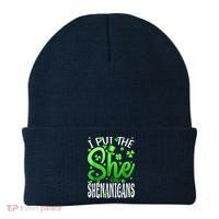 I Put The She In The Shenanigans Shamrock St Patricks Day Beanie thumb 0