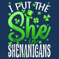 I Put The She In The Shenanigans Shamrock St Patricks Day Women's Hoodie thumb 2