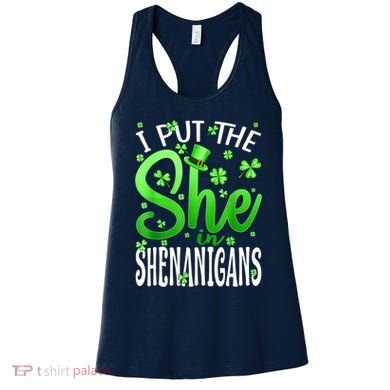 I Put The She In The Shenanigans Shamrock St Patricks Day Women's Tank Top