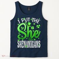 I Put The She In The Shenanigans Shamrock St Patricks Day Tank Top thumb 2