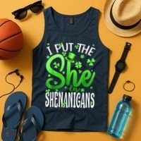 I Put The She In The Shenanigans Shamrock St Patricks Day Tank Top thumb 4