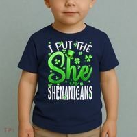 I Put The She In The Shenanigans Shamrock St Patricks Day Toddler T-Shirt thumb 2