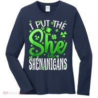 I Put The She In The Shenanigans Shamrock St Patricks Day Women's Long Sleeve Shirt thumb 0