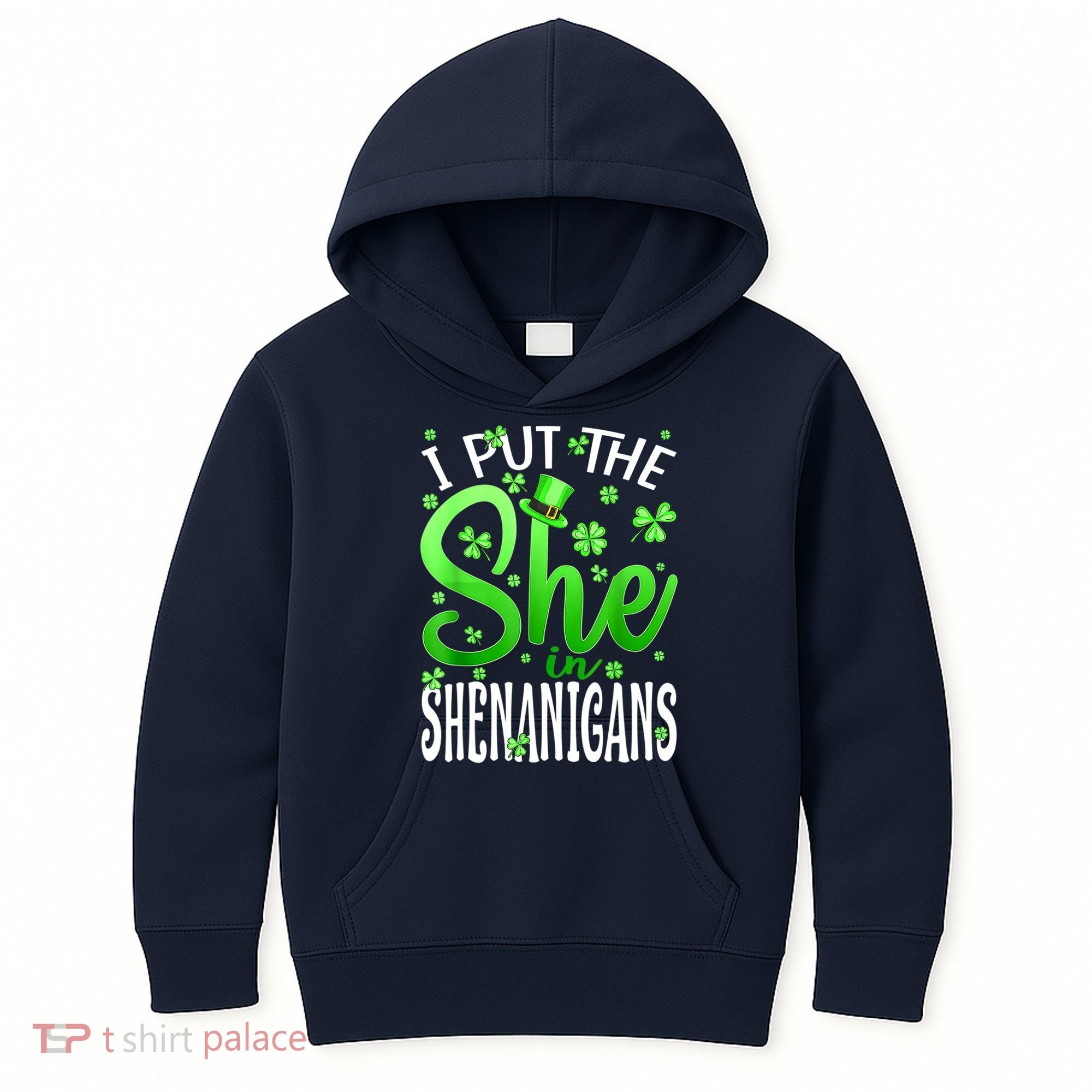 I Put The She In The Shenanigans Shamrock St Patricks Day Kids Hoodie