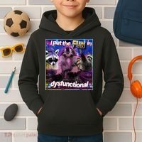 I Put The Sun Dysfunctional Racoon Meme Kids Hoodie thumb 2