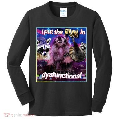 I Put The Sun Dysfunctional Racoon Meme Kids Long Sleeve Shirt