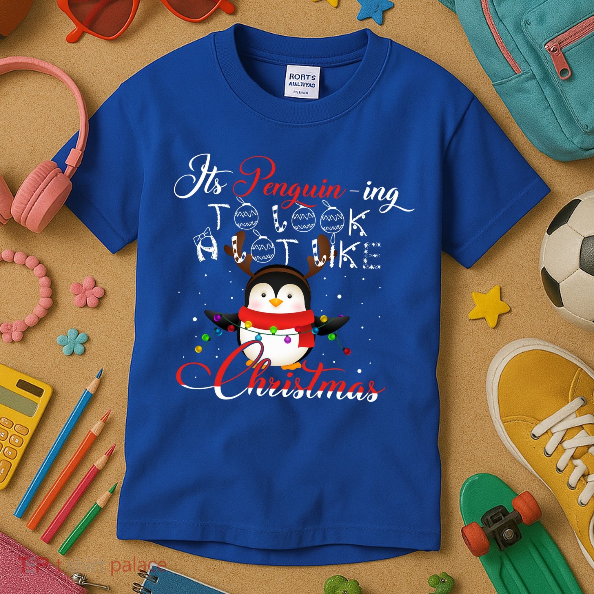 ItS Penguining To Look A Lot Like Christmas Penguin Gift Kids T-Shirt