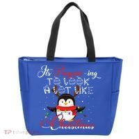 ItS Penguining To Look A Lot Like Christmas Penguin Gift Tote Bag thumb 0