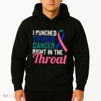 I Punched Thyroid Cancer Right In The Throat Awareness Funny Hoodie thumb 2