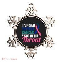 I Punched Thyroid Cancer Right In The Throat Awareness Funny Ornament thumb 0