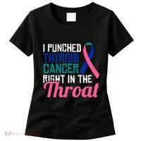 I Punched Thyroid Cancer Right In The Throat Awareness Funny Women's T-Shirt thumb 0