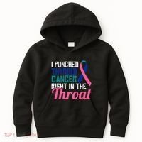 I Punched Thyroid Cancer Right In The Throat Awareness Funny Kids Hoodie thumb 0