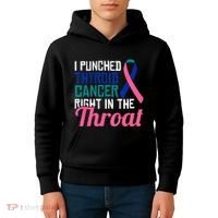 I Punched Thyroid Cancer Right In The Throat Awareness Funny Kids Hoodie thumb 4