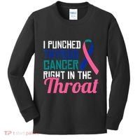 I Punched Thyroid Cancer Right In The Throat Awareness Funny Kids Long Sleeve Shirt thumb 0