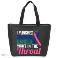 I Punched Thyroid Cancer Right In The Throat Awareness Funny Tote Bag thumb 0