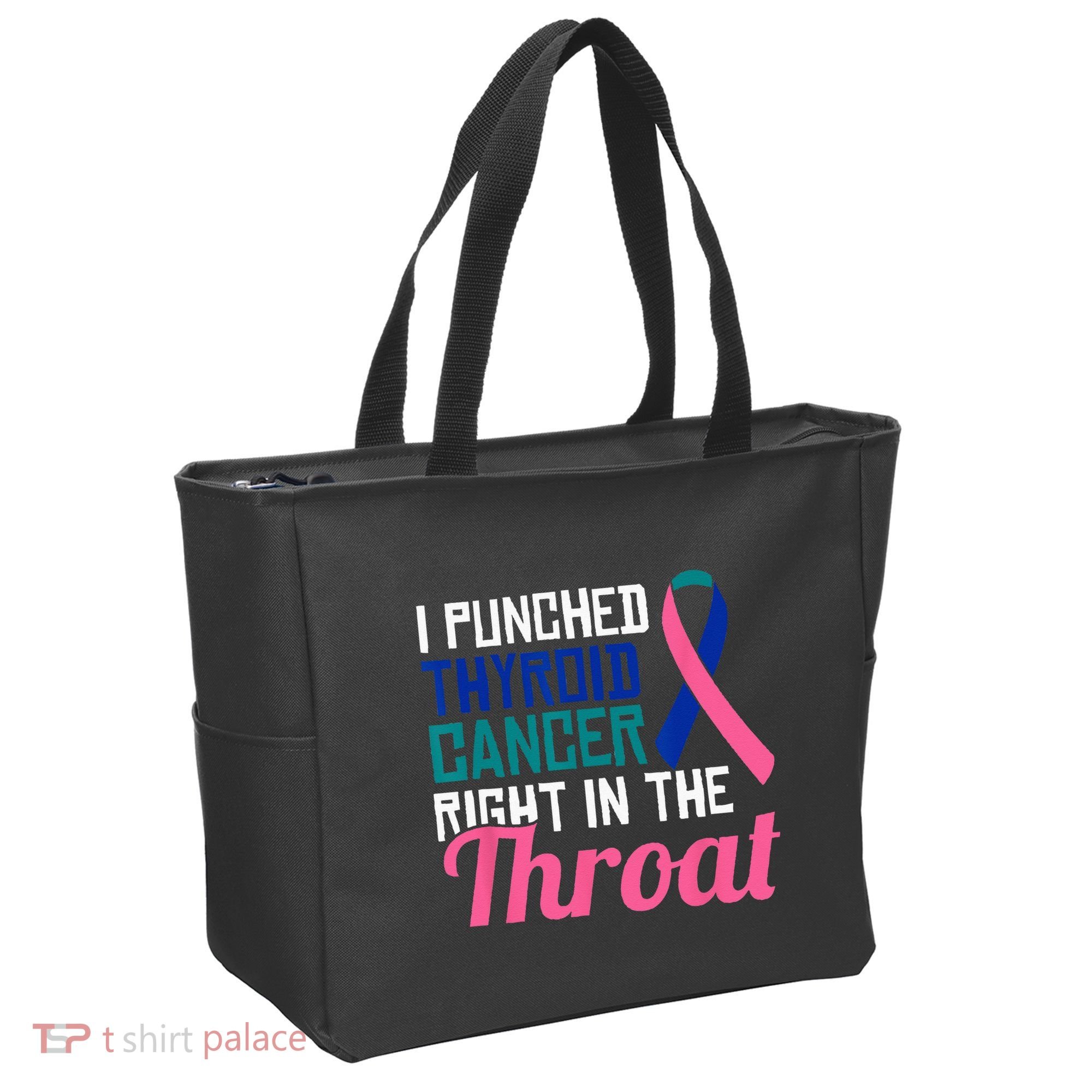 I Punched Thyroid Cancer Right In The Throat Awareness Funny Tote Bag