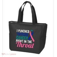 I Punched Thyroid Cancer Right In The Throat Awareness Funny Tote Bag thumb 3