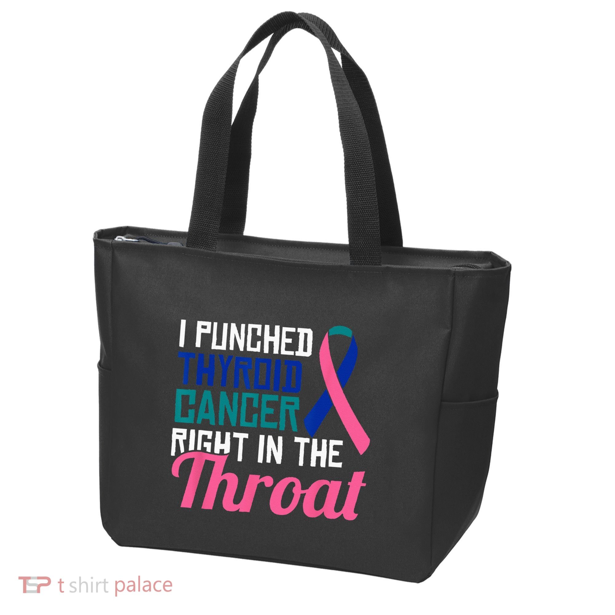 I Punched Thyroid Cancer Right In The Throat Awareness Funny Tote Bag