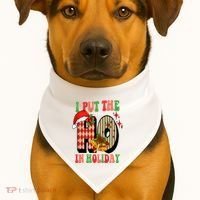 I Put The Ho In Holiday Festive Christmas Funny USA-Made Doggie Bandana thumb 1