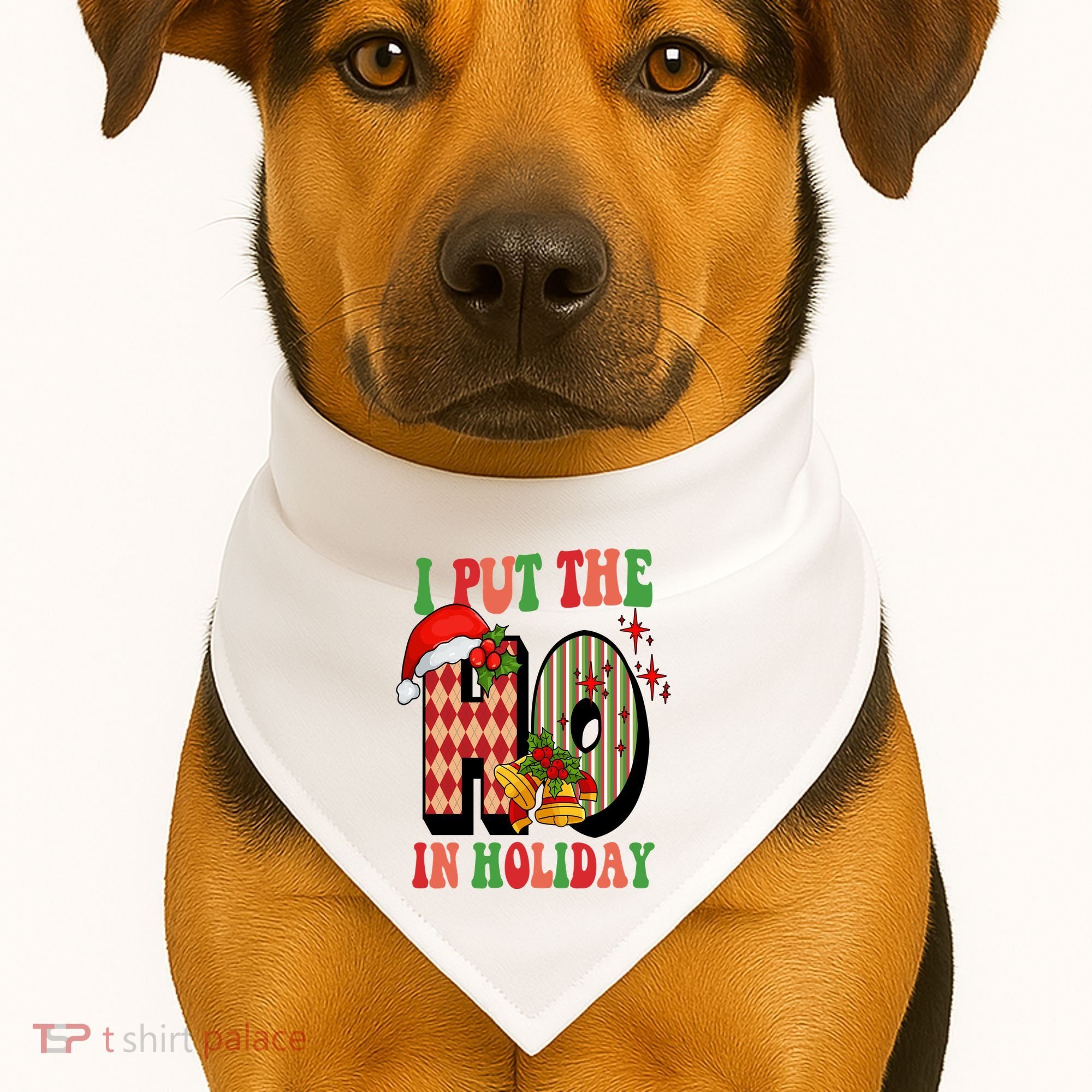 I Put The Ho In Holiday Festive Christmas Funny USA-Made Doggie Bandana