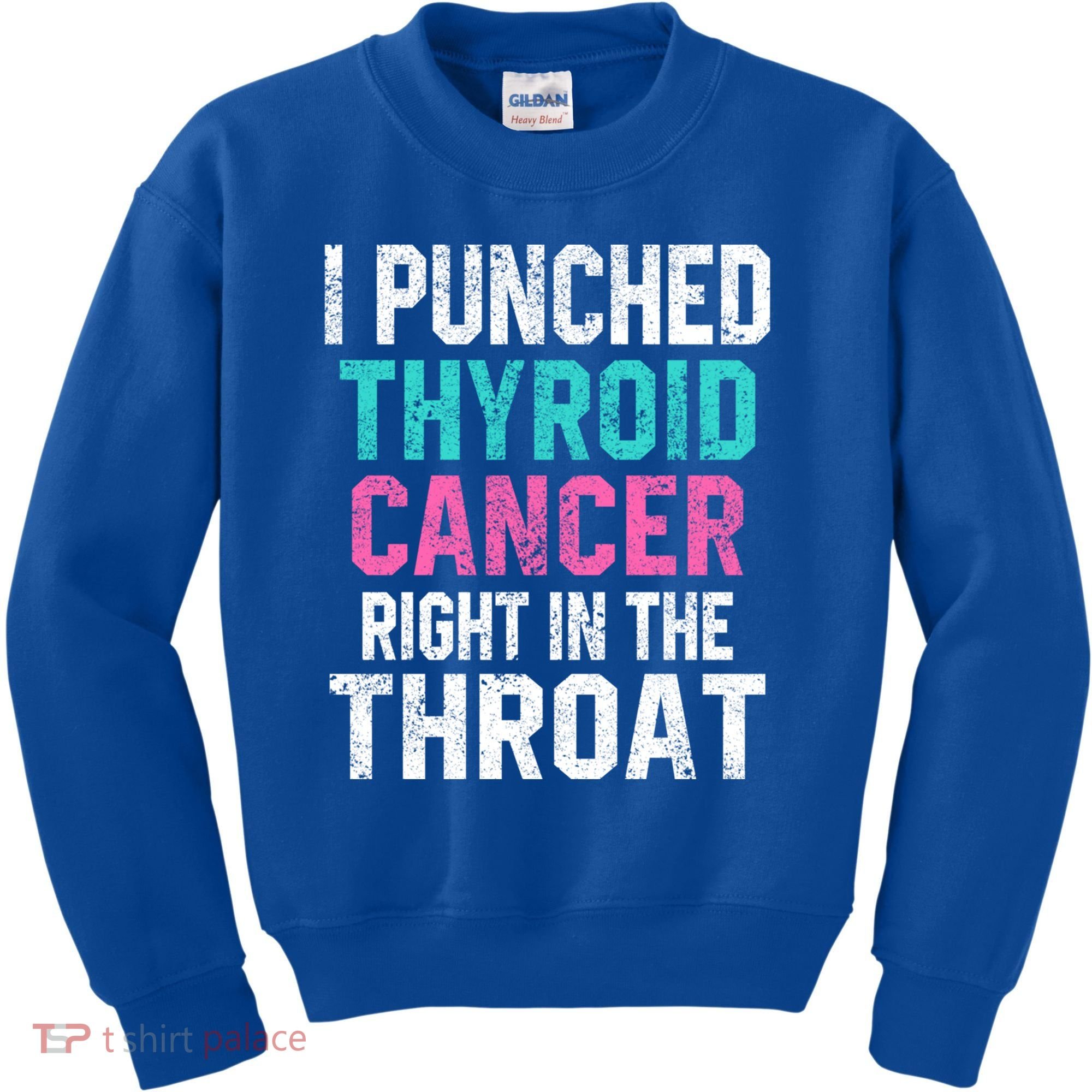I Punched Thyroid Cancer In The Throat Survivor Awareness Gift Kids Sweatshirt