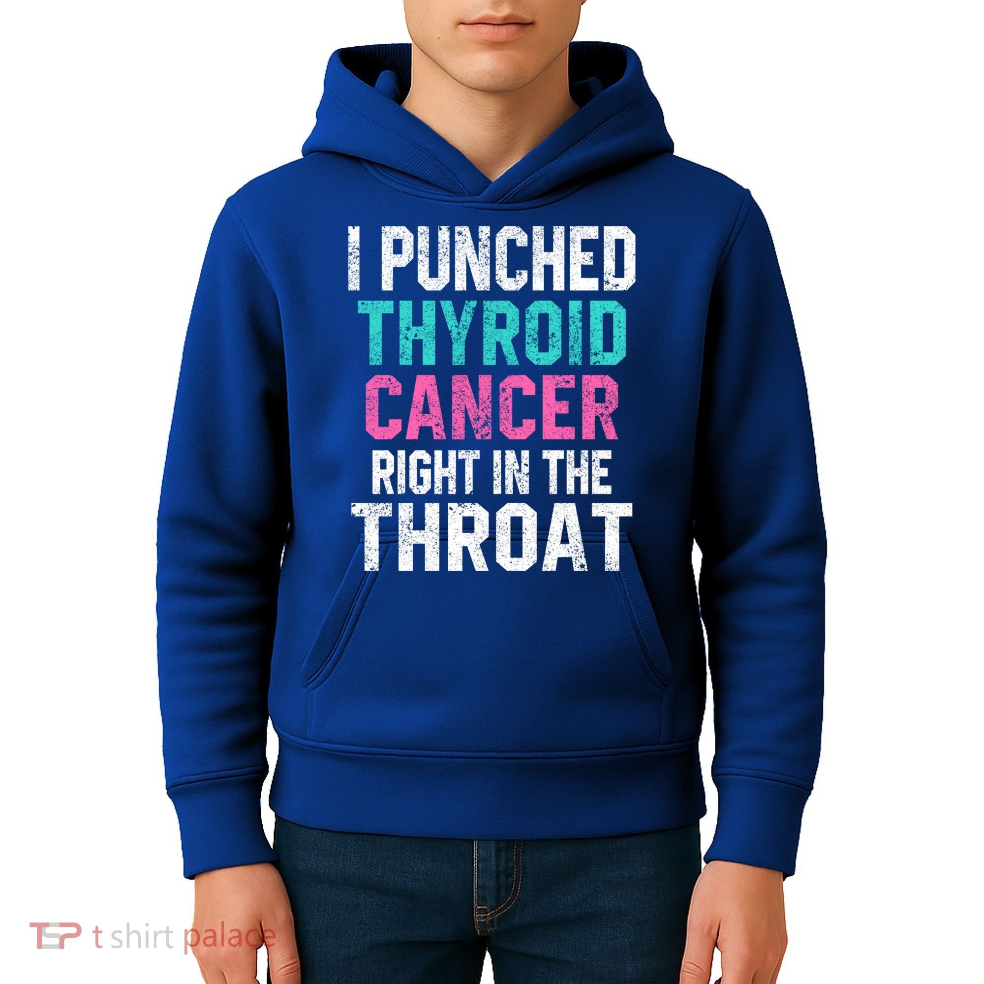 I Punched Thyroid Cancer In The Throat Survivor Awareness Gift Kids Hoodie