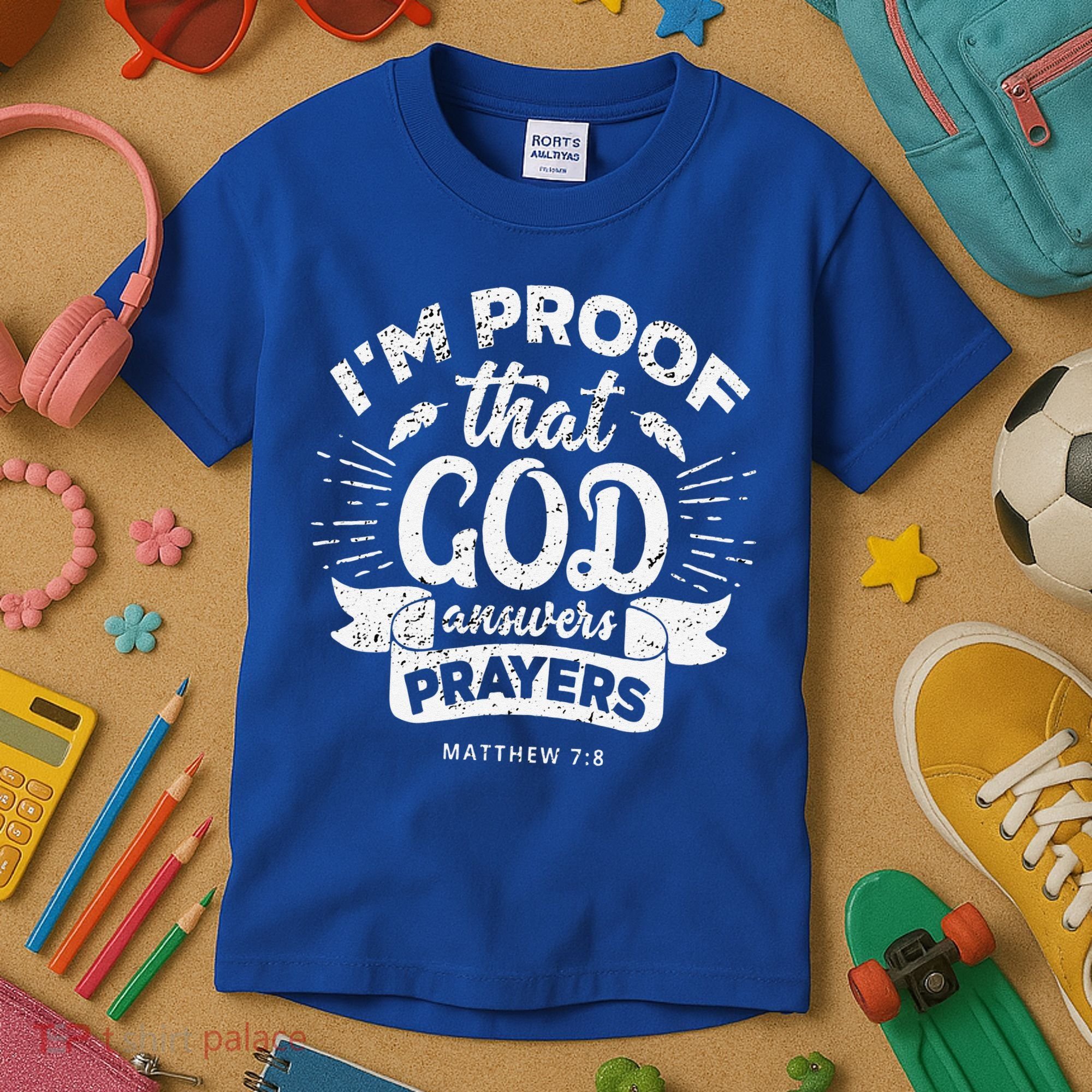 Im Proof That God Answers Prayers Matthew 78 Gift Kids T-Shirt