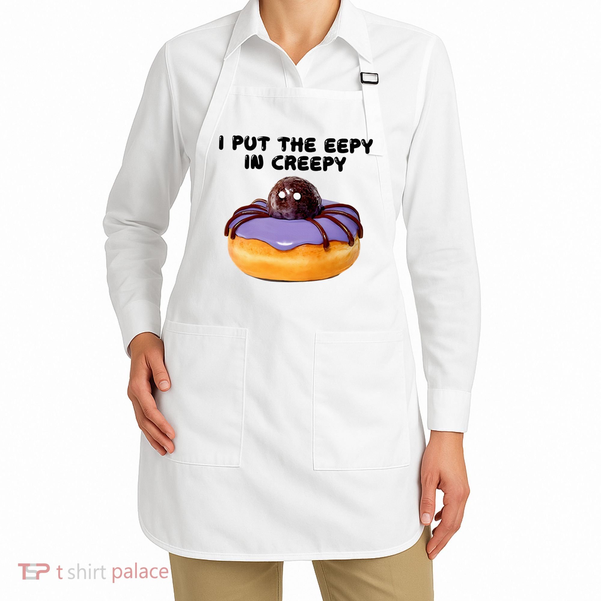 I Put The Eepy In Creepy Spider Donut Cake Halloween Apron