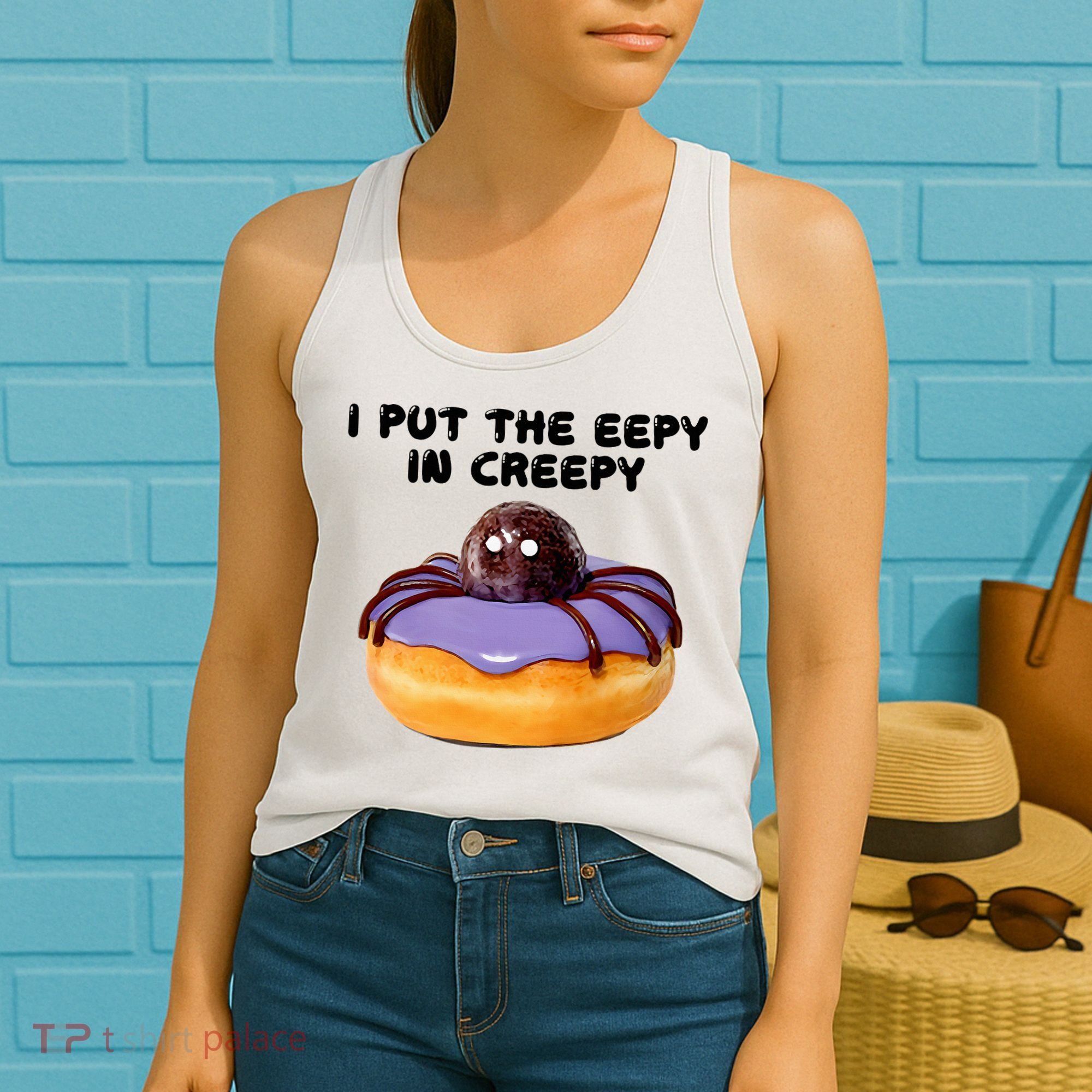 I Put The Eepy In Creepy Spider Donut Cake Halloween Women's Tank Top