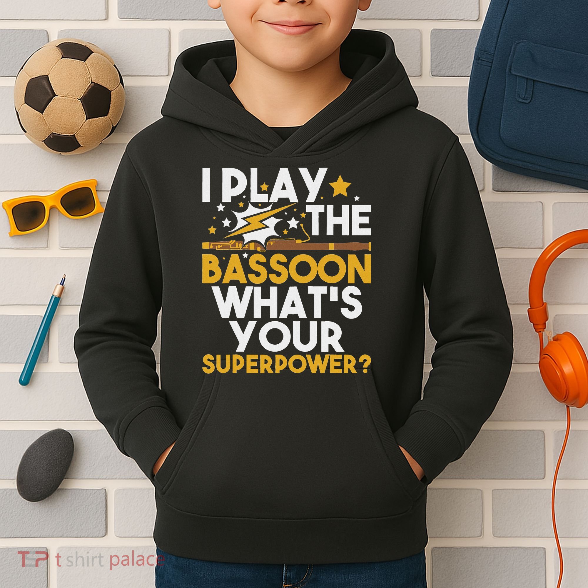 I Play The Bassoon What's Your Superpower Bassoonist Kids Hoodie