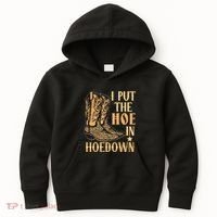 I Put The Hoe In Hoedown Funny Country Kids Hoodie thumb 0