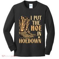I Put The Hoe In Hoedown Funny Country Kids Long Sleeve Shirt thumb 0