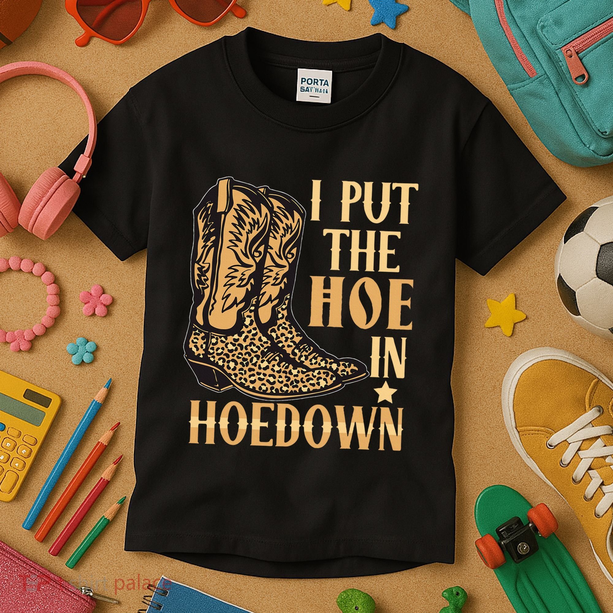 I Put The Hoe In Hoedown Funny Country Kids T-Shirt