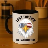 I Put The Tism In Patriotism Patriotic Eagle American Coffee Mug thumb 4
